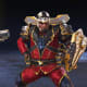 Gibraltar's legendary 'Court Executioner' skin and the Sentinel skin 'Platinum Aegis' in the Apex Legends Unveiled Collection Event.